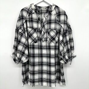 Intimately Free People Tunic Top Shirt XS Crinkle Not Your Boyfriends Plaid Boho